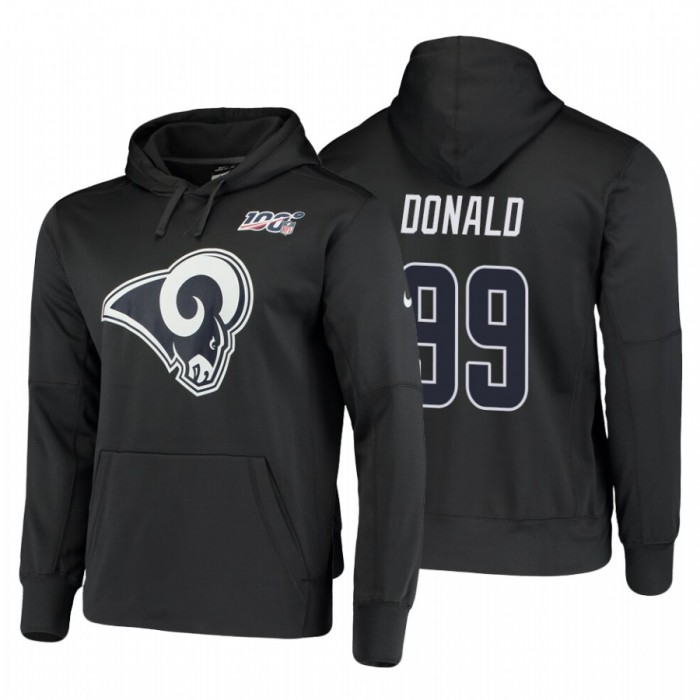 Los Angeles Rams #99 Aaron Donald Nike NFL 100 Primary Logo Circuit Name & Number Pullover Hoodie Charcoal