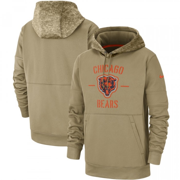 Men's Chicago Bears Nike Tan 2019 Salute to Service Sideline Therma Pullover Hoodie
