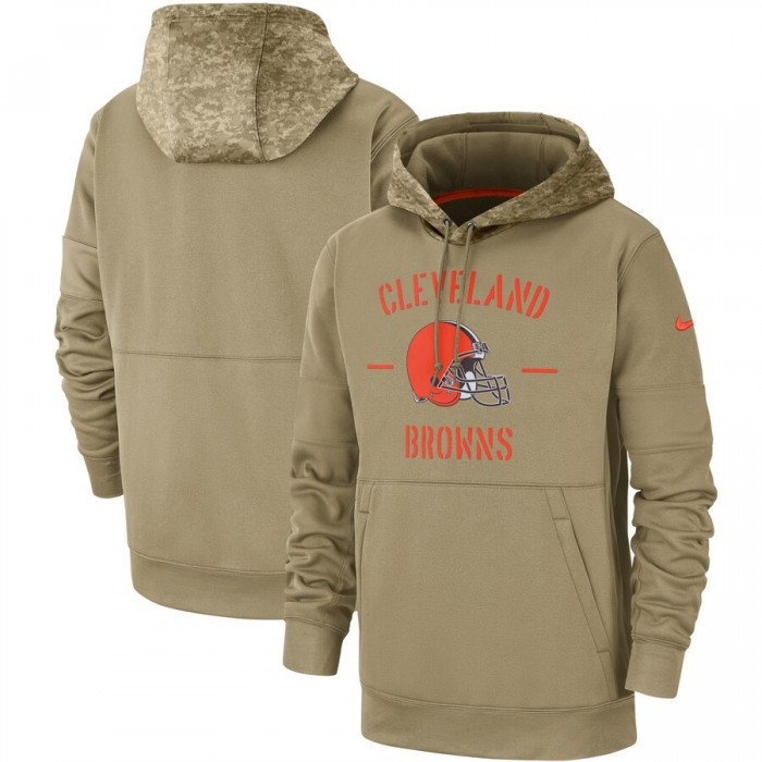 Men's Cleveland Browns Nike Tan 2019 Salute to Service Sideline Therma Pullover Hoodie