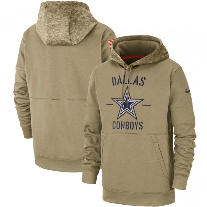 Men's Dallas Cowboys Nike Tan 2019 Salute to Service Sideline Therma Pullover Hoodie