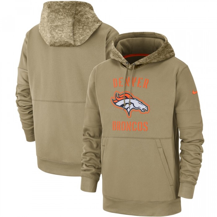 Men's Denver Broncos Nike Tan 2019 Salute to Service Sideline Therma Pullover Hoodie