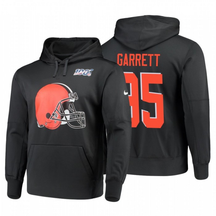 Cleveland Browns #95 Myles Garrett Nike NFL 100 Primary Logo Circuit Name & Number Pullover Hoodie Anthracite