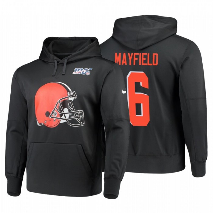 Cleveland Browns #6 Baker Mayfield Nike NFL 100 Primary Logo Circuit Name & Number Pullover Hoodie Anthracite