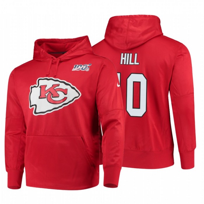 Kansas City Chiefs #10 Tyreek Hill Nike NFL 100 Primary Logo Circuit Name & Number Pullover Hoodie Red