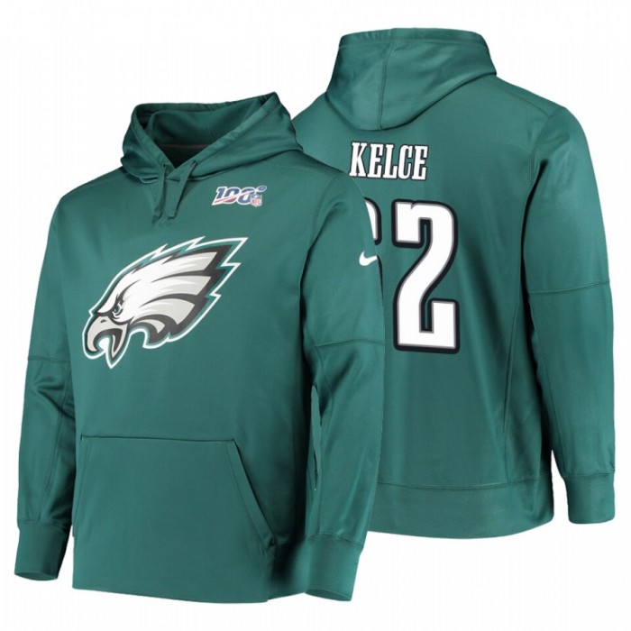 Philadelphia Eagles #62 Jason Kelce Nike NFL 100 Primary Logo Circuit Name & Number Pullover Hoodie Midnight Green