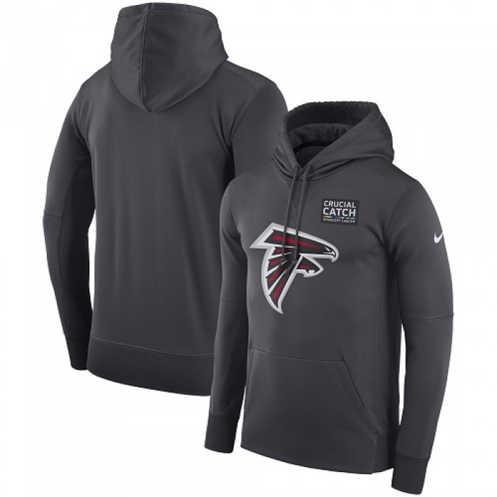 Men's Atlanta Falcons Nike Anthracite Crucial Catch Performance Pullover Hoodie