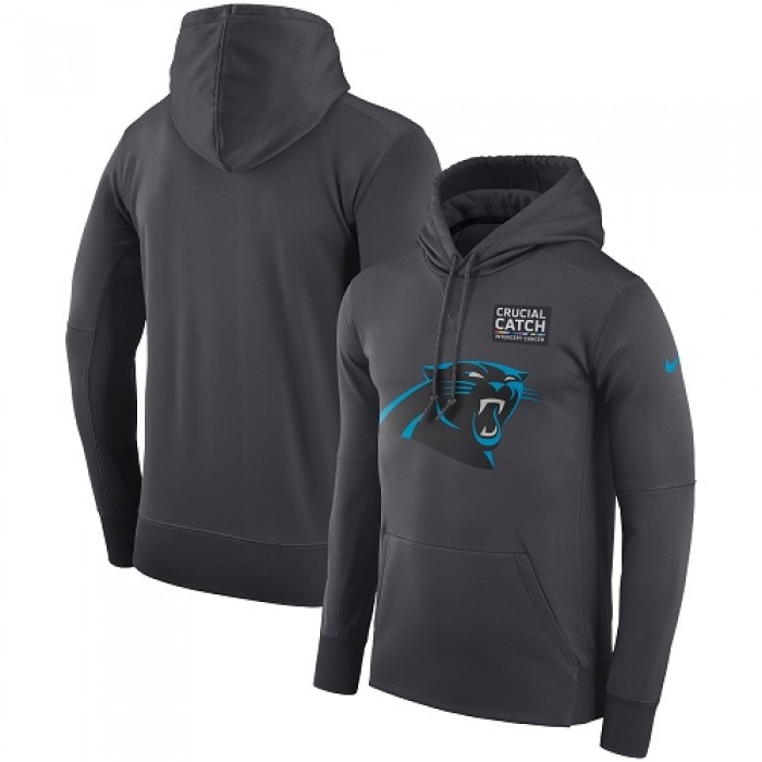 Men's Carolina Panthers Nike Anthracite Crucial Catch Performance Pullover Hoodie
