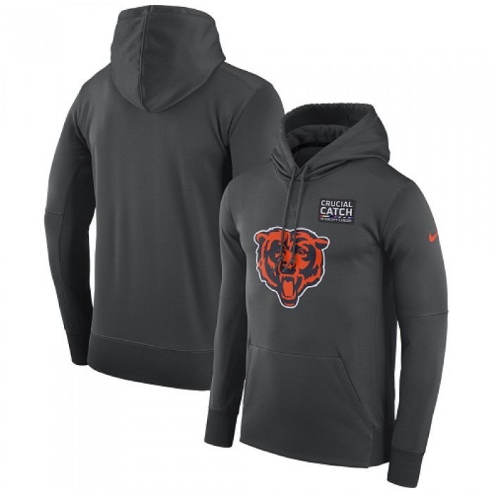 Men's Chicago Bears Nike Anthracite Crucial Catch Performance Pullover Hoodie