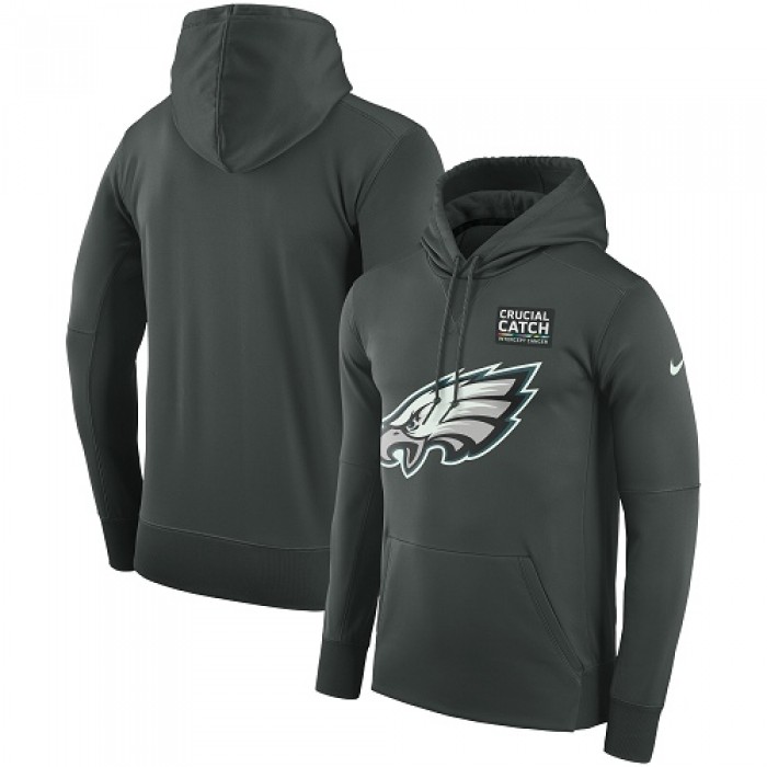Men's Philadelphia Eagles Nike Anthracite Crucial Catch Performance Pullover Hoodie