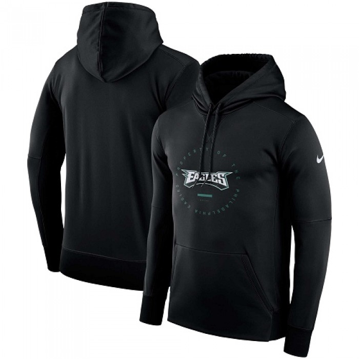 Men's Philadelphia Eagles Nike Black Sideline Property Of Wordmark Logo Performance Pullover Hoodie