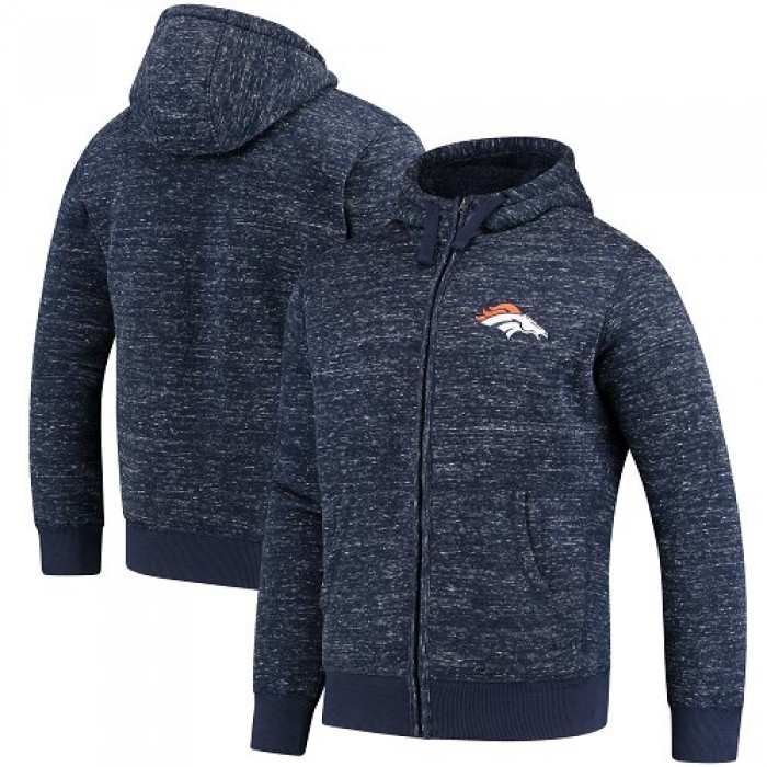 Men's Denver Broncos G-III Sports by Carl Banks Heathered Navy Discovery Sherpa Full-Zip Jacket