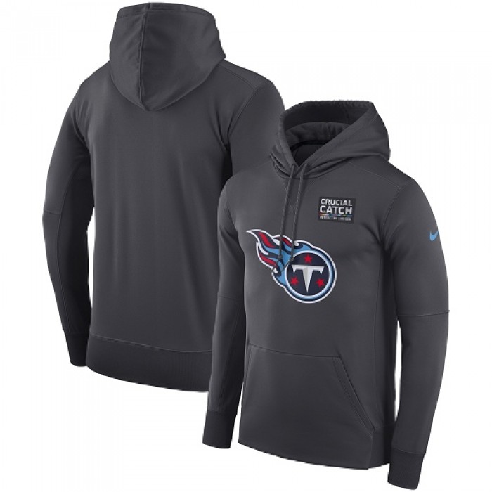 Men's Tennessee Titans Nike Anthracite Crucial Catch Performance Pullover Hoodie