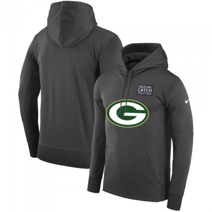 NFL Men's Green Bay Packers Nike Anthracite Crucial Catch Performance Pullover Hoodie