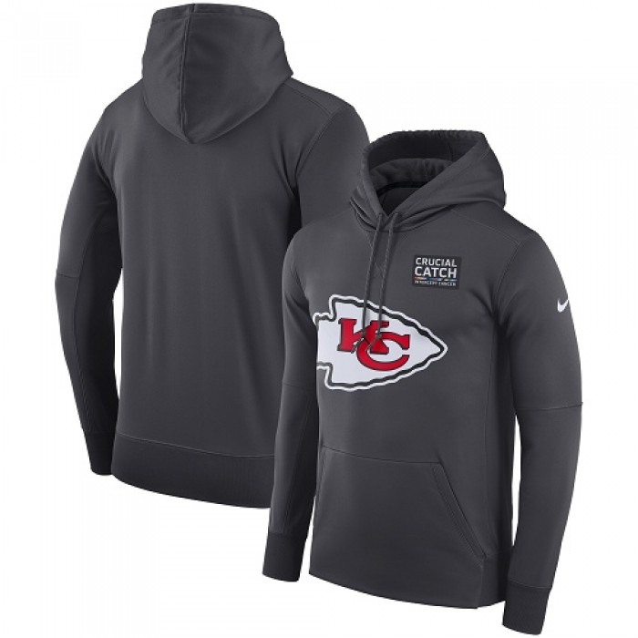 Men's Kansas City Chiefs Nike Anthracite Crucial Catch Performance Pullover Hoodie