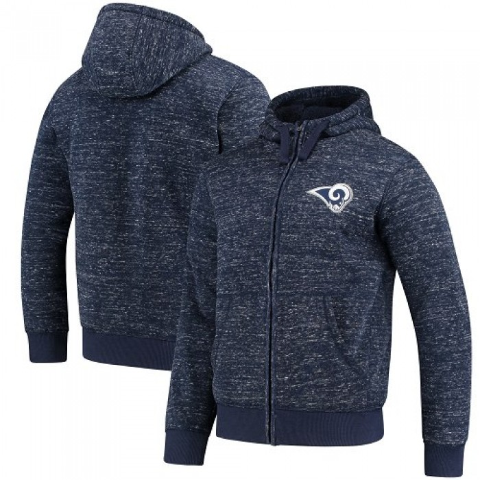 Men's Los Angeles Rams G-III Sports by Carl Banks Heathered Navy Discovery Sherpa Full-Zip Jacket
