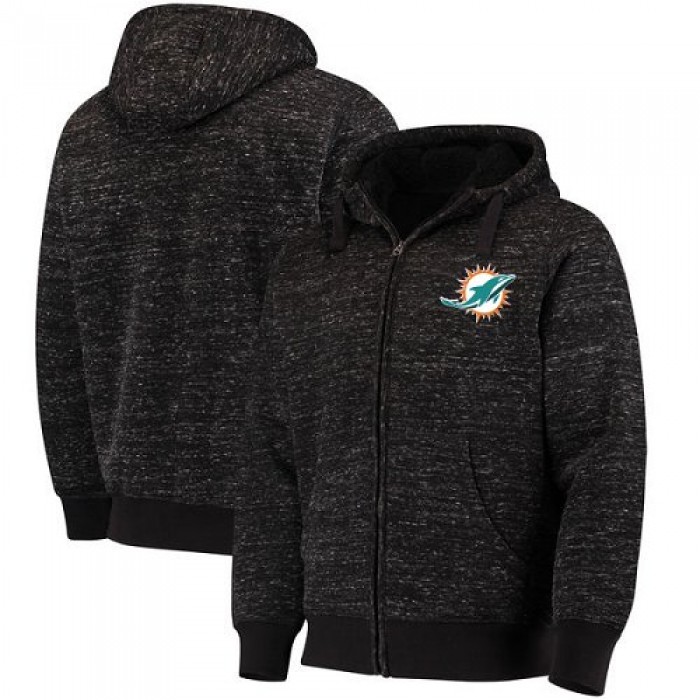 Men's Miami Dolphins G-III Sports by Carl Banks Discovery Sherpa Heathered Black Full-Zip Jacket