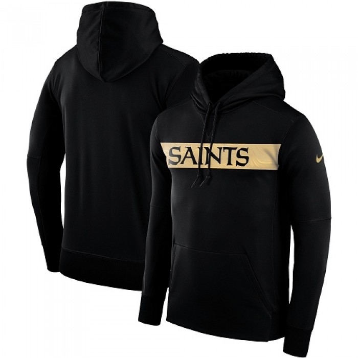 Men's New Orleans Saints Nike Black Sideline Team Performance Pullover Hoodie