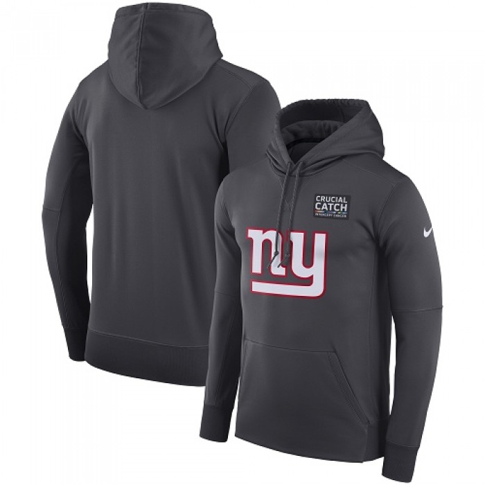 Men's New York Giants Nike Anthracite Crucial Catch Performance Pullover Hoodie