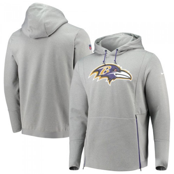 Baltimore Ravens Nike Sideline Performance Player Pullover Hoodie Heathered Gray