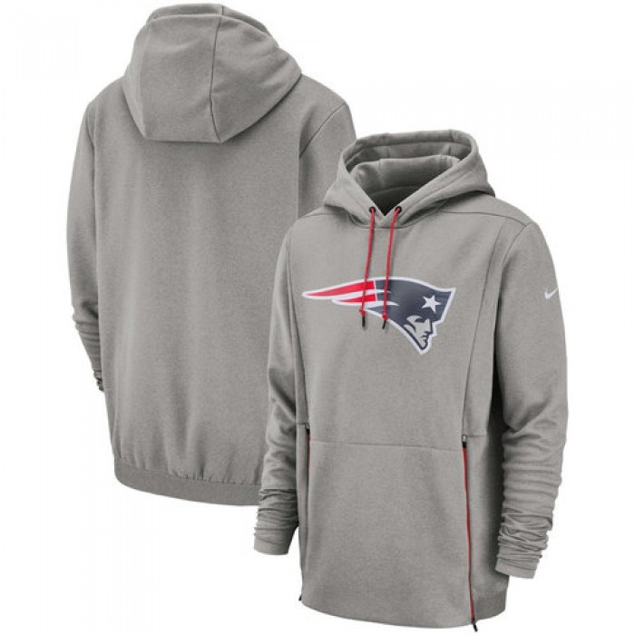 New England Patriots Nike Sideline Performance Player Pullover Hoodie Heathered Gray