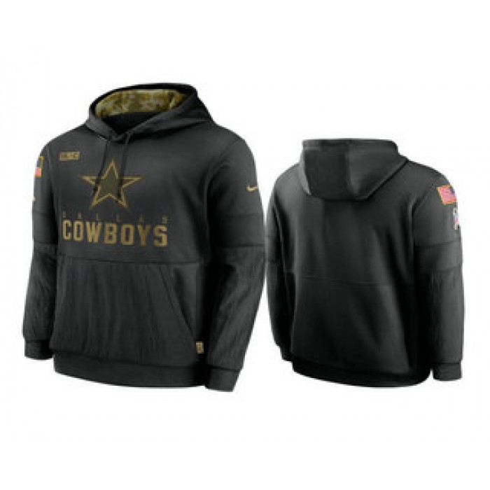 Men's Dallas Cowboys Black 2020 Salute to Service Sideline Performance Pullover Hoodie