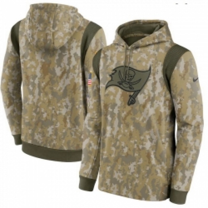 Men Tampa Bay Buccaneers Nike Camo 2021 Salute To Service Therma Performance Pullover Hoodie