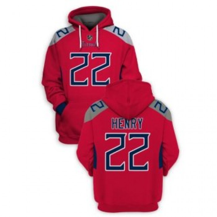 Men's Red Tennessee Titans #22 Derrick Henry 2021 Pullover Hoodie