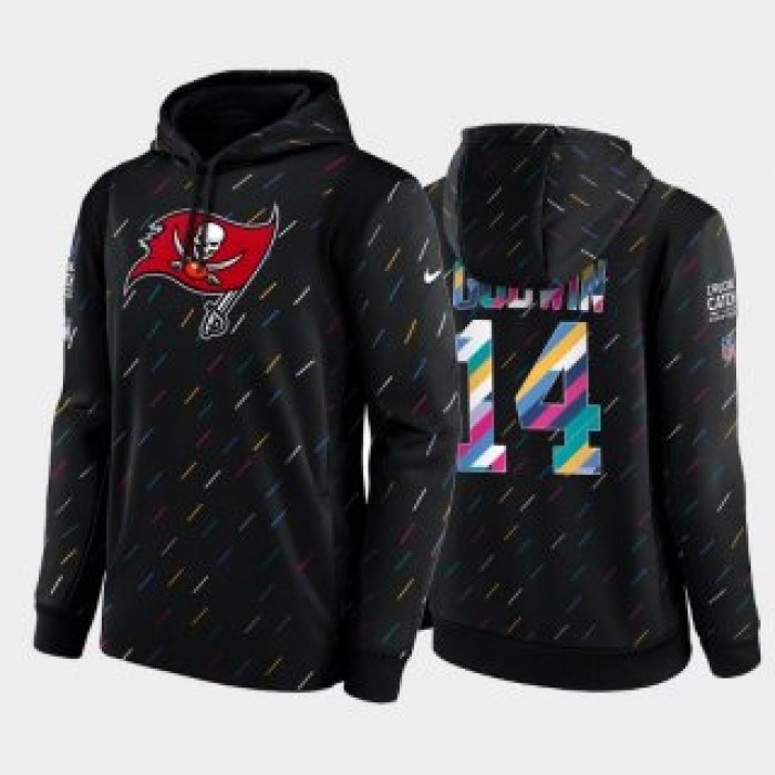 Men's Tampa Bay Buccaneers #14 Chris Godwin 2021 Charcoal Crucial Catch Therma Pullover Hoodie