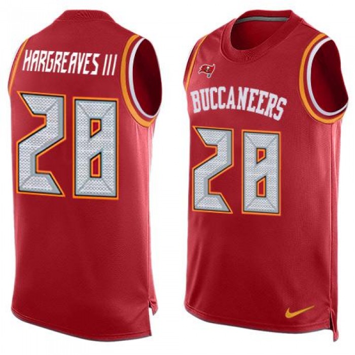 Men's Tampa Bay Buccaneers #28 Vernon Hargreaves III Red Hot Pressing Player Name & Number Nike NFL Tank Top Jersey