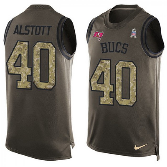 Men's Tampa Bay Buccaneers #40 Mike Alstott Green Salute to Service Hot Pressing Player Name & Number Nike NFL Tank Top Jersey