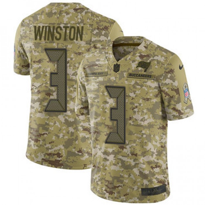 Nike Buccaneers #3 Jameis Winston Camo Men's Stitched NFL Limited 2018 Salute To Service Jersey
