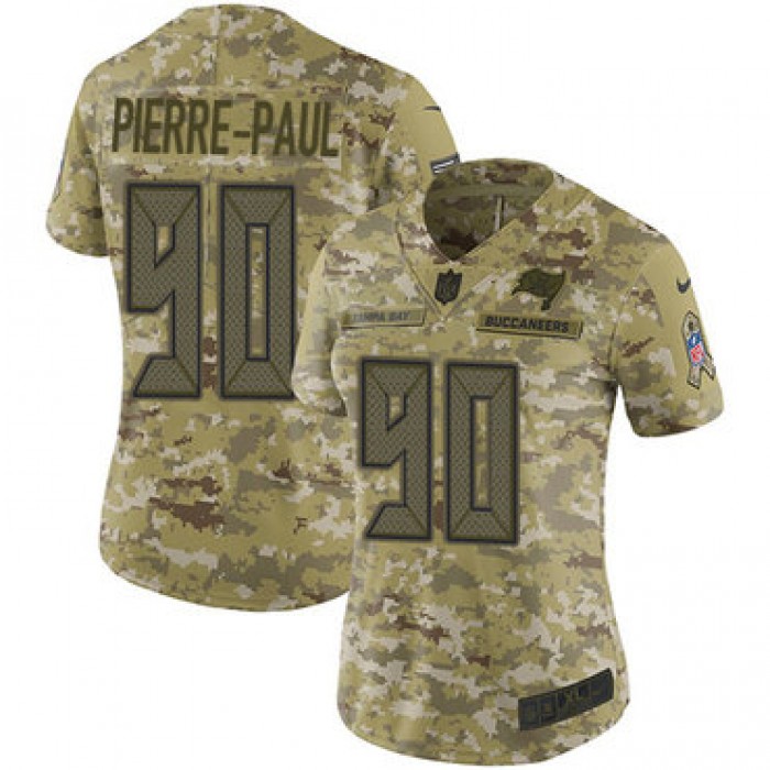 Nike Buccaneers #90 Jason Pierre-Paul Camo Women's Stitched NFL Limited 2018 Salute to Service Jersey