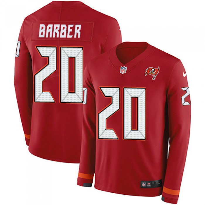 Nike Buccaneers #20 Ronde Barber Red Team Color Men's Stitched NFL Limited Therma Long Sleeve Jersey