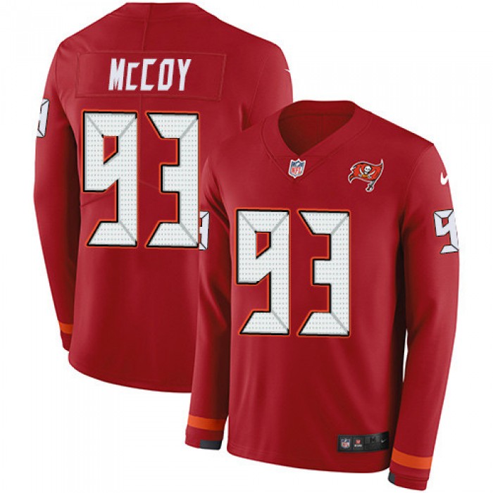 Nike Buccaneers #93 Gerald McCoy Red Team Color Men's Stitched NFL Limited Therma Long Sleeve Jersey