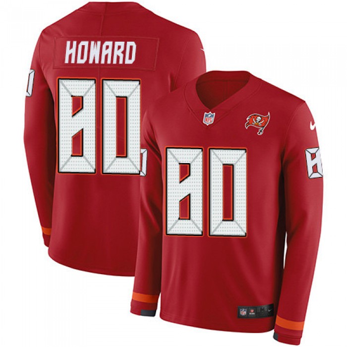 Nike Buccaneers #80 O. J. Howard Red Team Color Men's Stitched NFL Limited Therma Long Sleeve Jersey