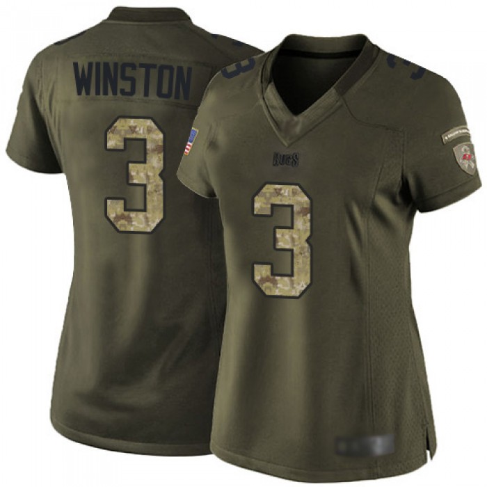 Buccaneers #3 Jameis Winston Green Women's Stitched Football Limited 2015 Salute to Service Jersey