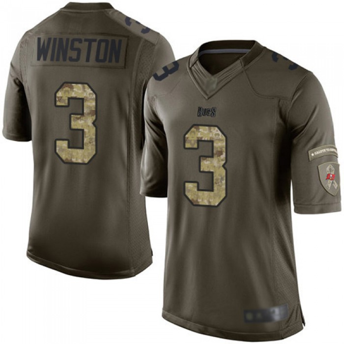 Buccaneers #3 Jameis Winston Green Men's Stitched Football Limited 2015 Salute To Service Jersey