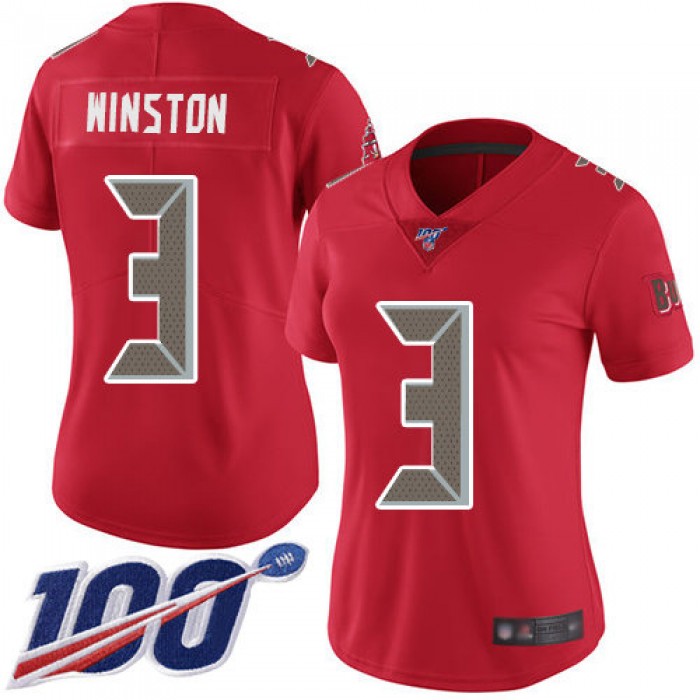 Nike Buccaneers #3 Jameis Winston Red Women's Stitched NFL Limited Rush 100th Season Jersey