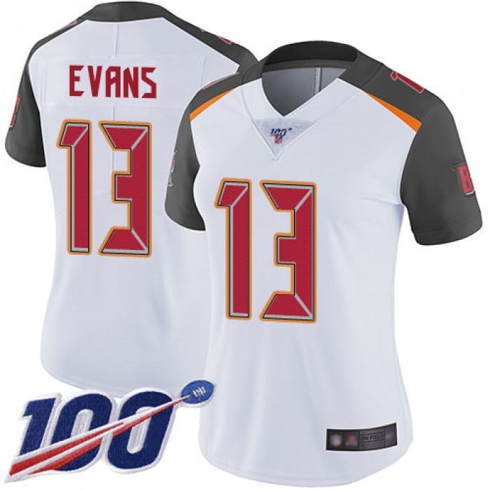 Nike Buccaneers #13 Mike Evans White Women's Stitched NFL 100th Season Vapor Limited Jersey
