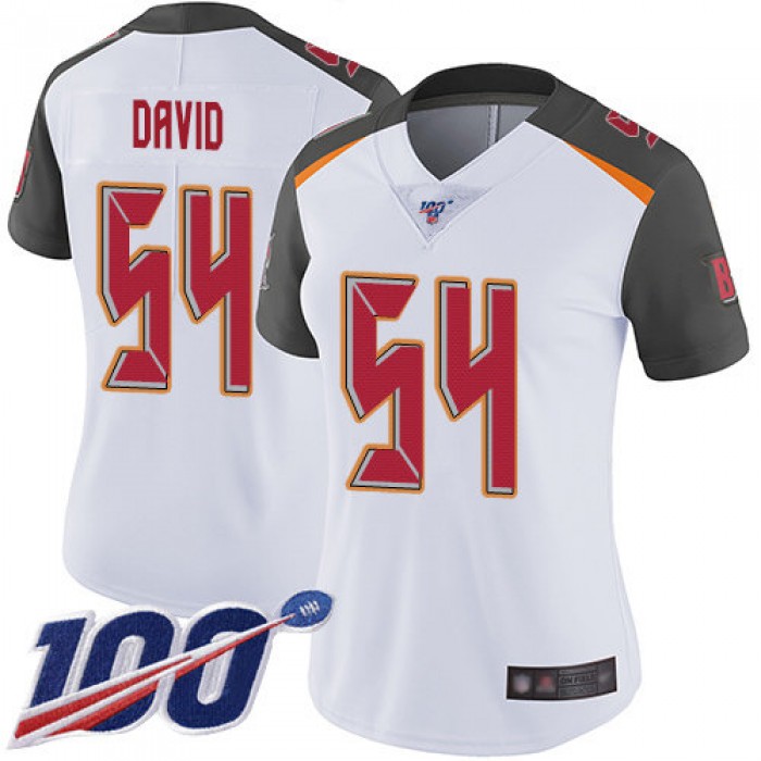 Buccaneers #54 Lavonte David White Women's Stitched Football 100th Season Vapor Limited Jersey