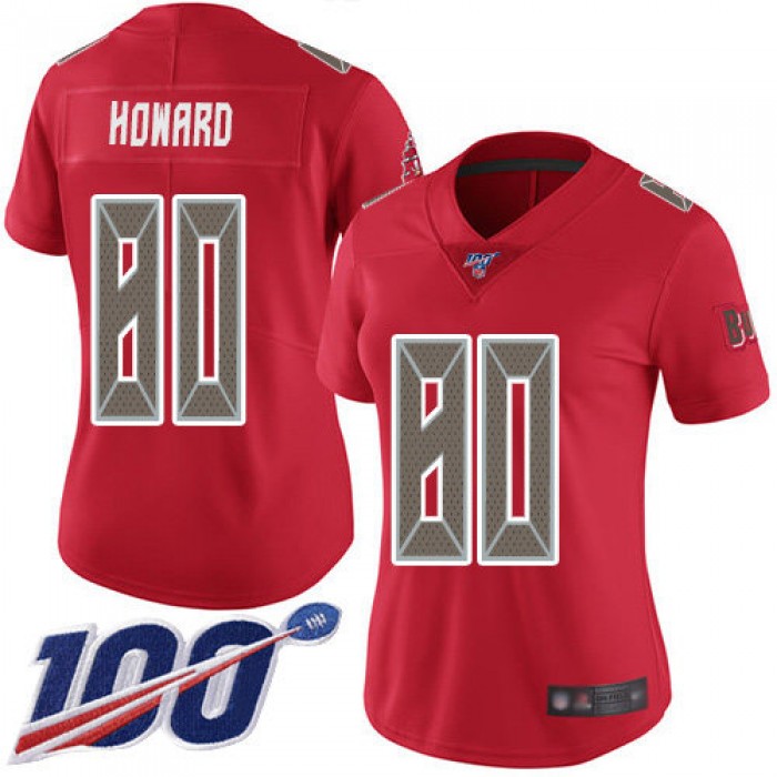 Buccaneers #80 O. J. Howard Red Women's Stitched Football Limited Rush 100th Season Jersey