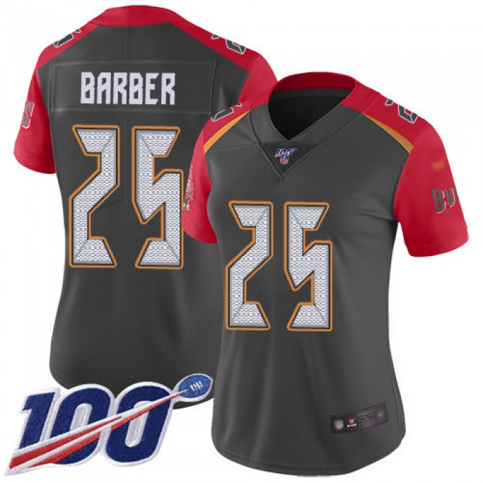 Buccaneers #25 Peyton Barber Gray Women's Stitched Football Limited Inverted Legend 100th Season Jersey
