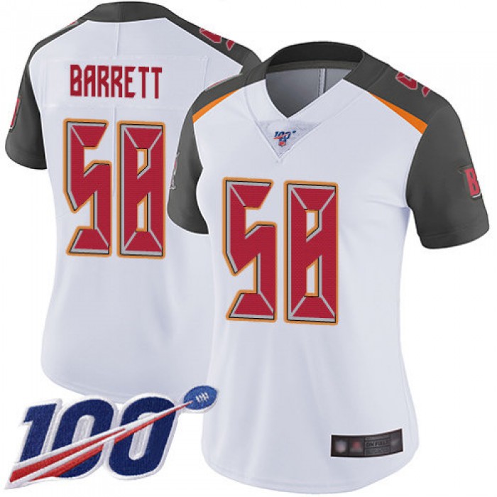 Buccaneers #58 Shaquil Barrett White Women's Stitched Football 100th Season Vapor Limited Jersey