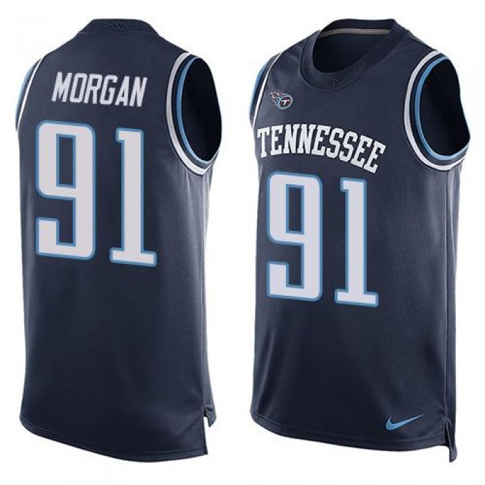 Men's Tennessee Titans #91 Derrick Morgan Navy Blue Hot Pressing Player Name & Number Nike NFL Tank Top Jersey
