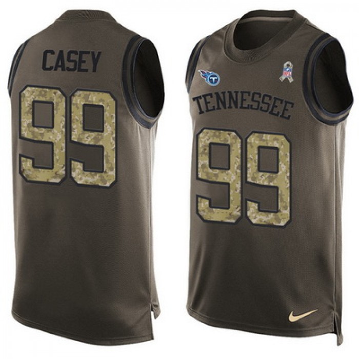 Men's Tennessee Titans #99 Jurrell Casey Green Salute to Service Hot Pressing Player Name & Number Nike NFL Tank Top Jersey