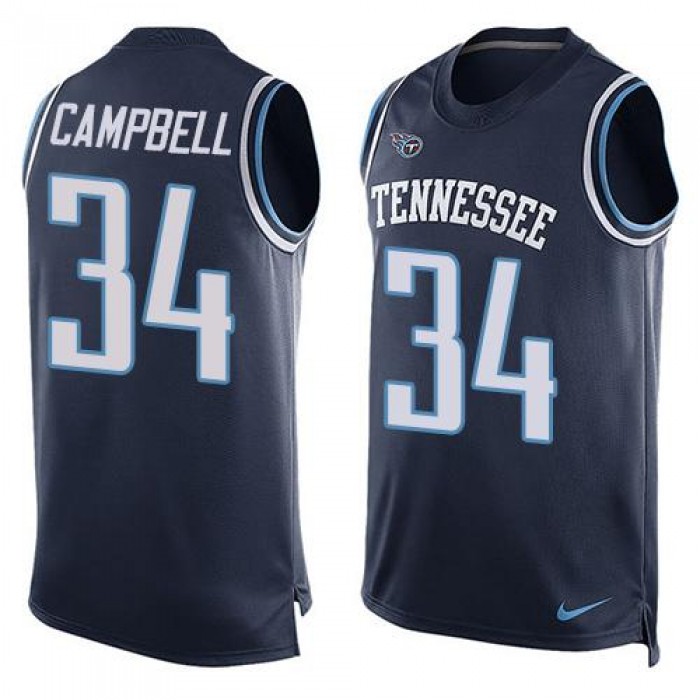 Men's Tennessee Titans #34 Earl Campbell Navy Blue Hot Pressing Player Name & Number Nike NFL Tank Top Jersey