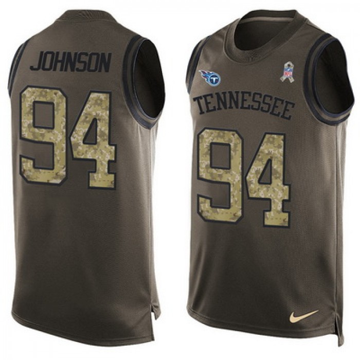 Men's Tennessee Titans #94 Austin Johnson Green Salute to Service Hot Pressing Player Name & Number Nike NFL Tank Top Jersey