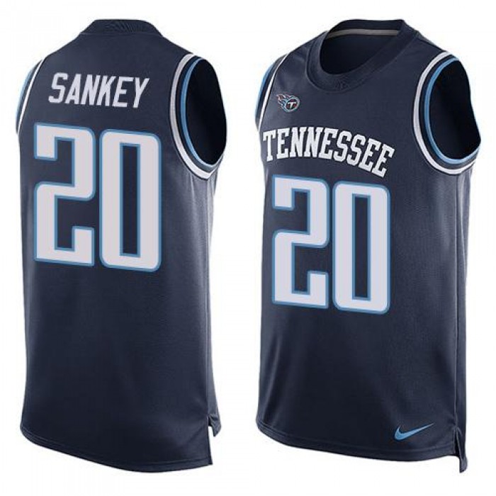 Men's Tennessee Titans #20 Bishop Sankey Navy Blue Hot Pressing Player Name & Number Nike NFL Tank Top Jersey
