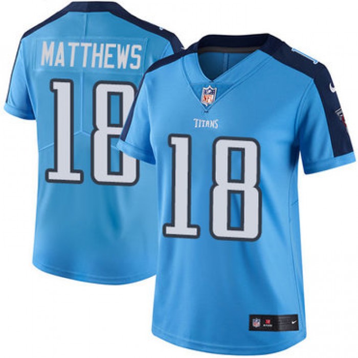 Women's Nike Tennessee Titans #18 Rishard Matthews Light Blue Stitched NFL Limited Rush Jersey