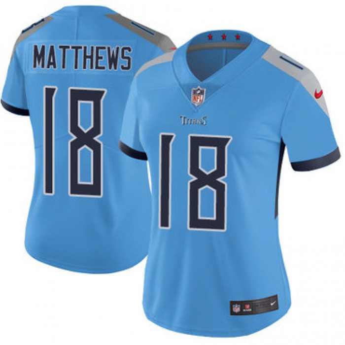 Nike Titans #18 Rishard Matthews Light Blue Team Color Women's Stitched NFL Vapor Untouchable Limited Jersey
